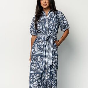 Baltic Born Karla Midi Dress | Deep Slate + White Floral Size LL